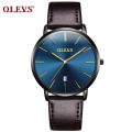 Reloj para hombre, marca de lujo, OLEVS 5869, reloj de pulsera de cuarzo, reserva de energía, función resistente al agua, reloj cronógrafo de cuero genuino